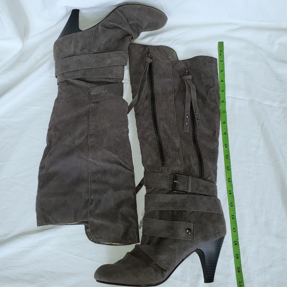 Not Rated wide top grey slouched boots size 10